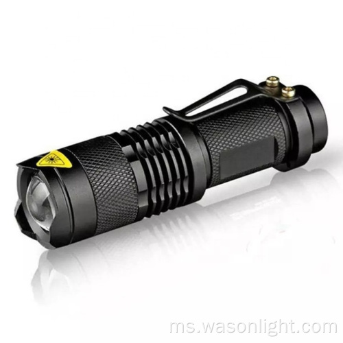 Amazon Hot Sale Murah SK68 Zoom Laras Focus 3 Mod Terbaik Hadiah Promosi Mini Portable Flashlight Kecil dengan Klip Pen